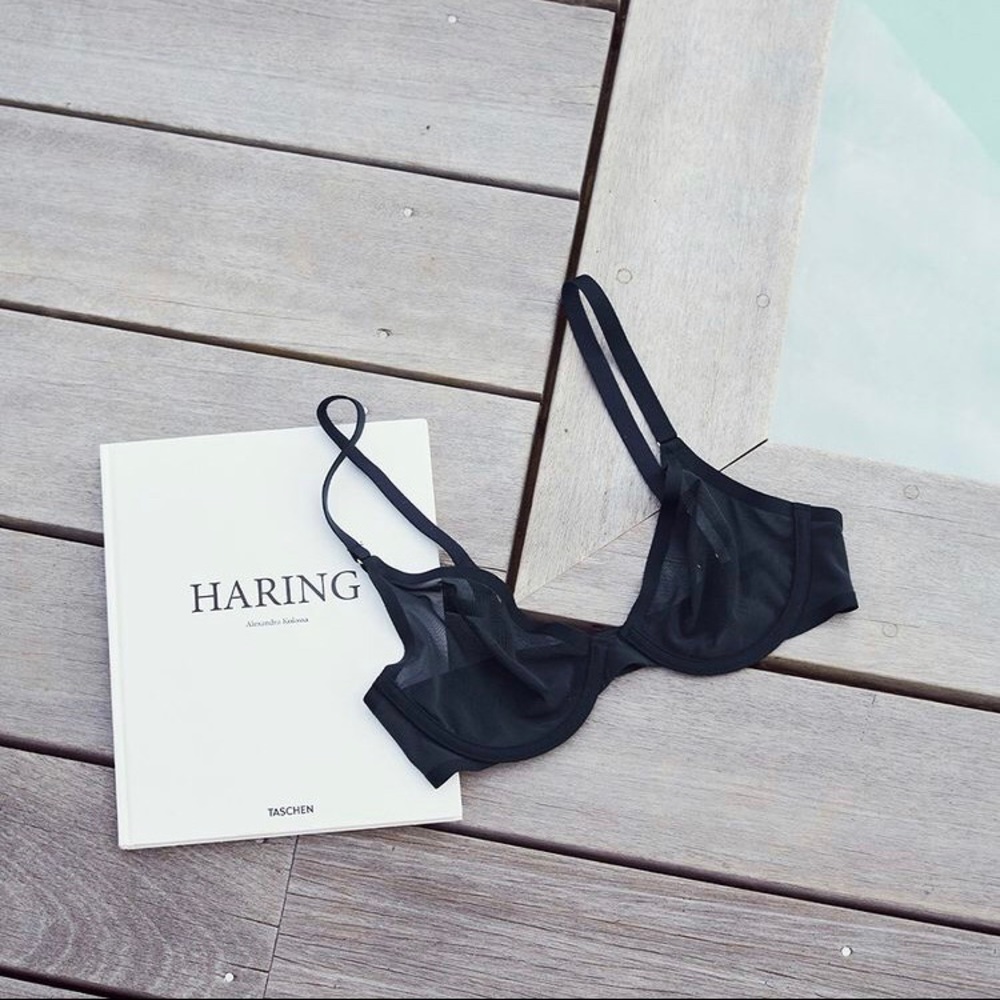 New CUUP The Plunge black sheer bra size 30B